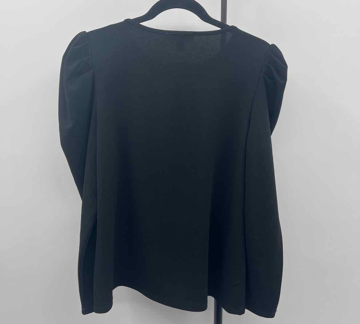 Nine West Women's Size L Black Solid Long Sleeve Shirt