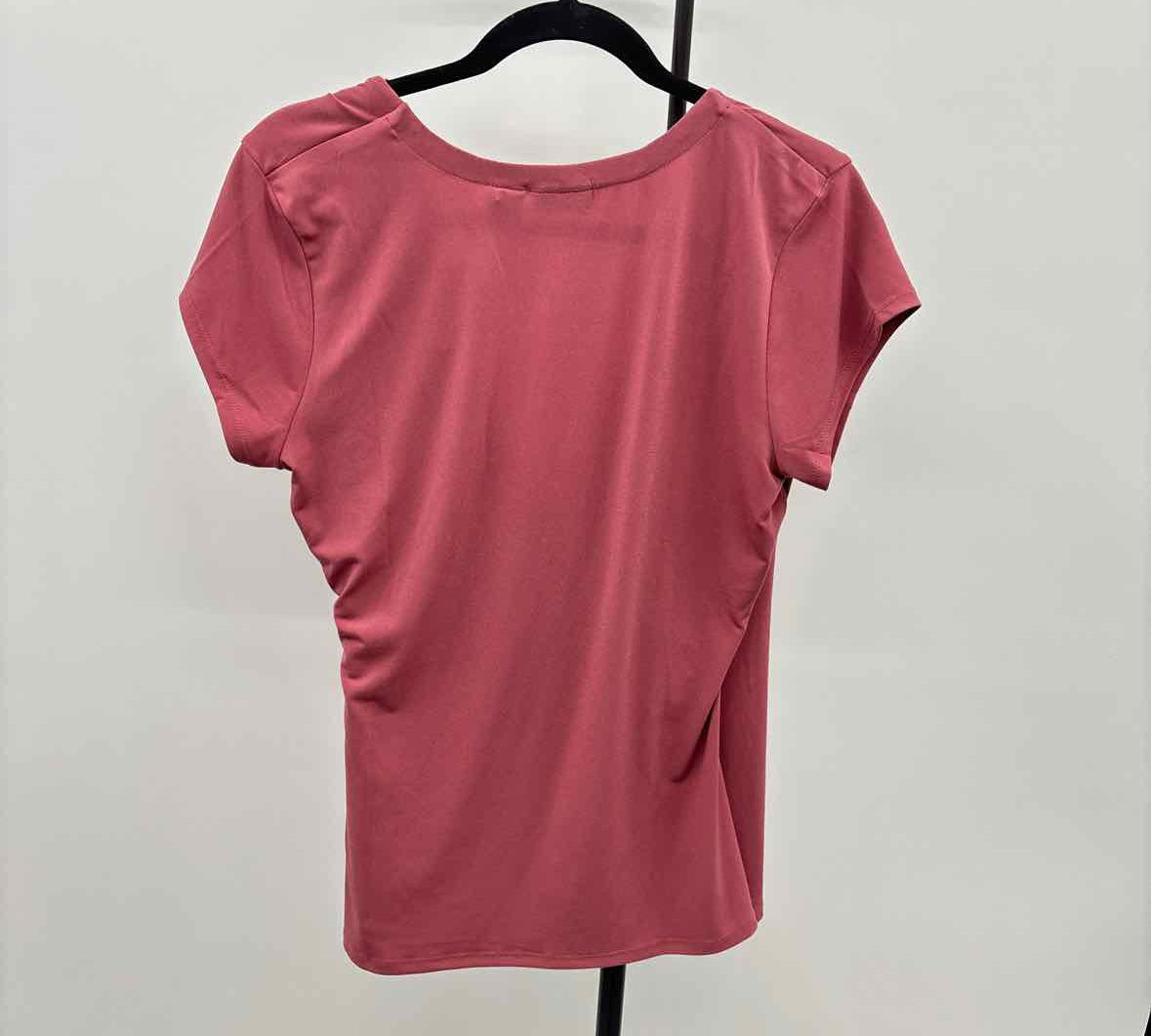 Tahari Women's Size L Mauve Solid Short Sleeve Shirt