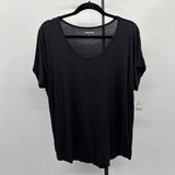 Lands End Women's Size L Black Solid Short Sleeve Shirt