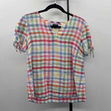 Talbots Women's Size SP Multi-Color Checkered Short Sleeve Shirt