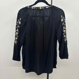 JJill Women's Size S Black Floral Long Sleeve Shirt