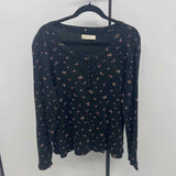 Lucky Brand Women's Size XXL Black Floral Long Sleeve Shirt