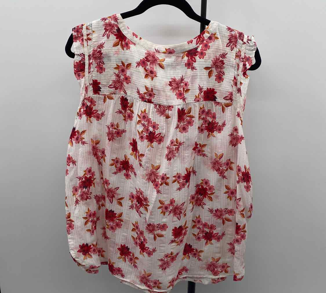 Loft Women's Size XL Red Floral Sleeveless Shirt