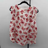 Loft Women's Size XL Red Floral Sleeveless Shirt