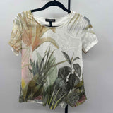 Picadilly Women's Size S Green Floral Short Sleeve Shirt
