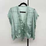 Free People Junior's Size S Green Lace Short Sleeve Shirt