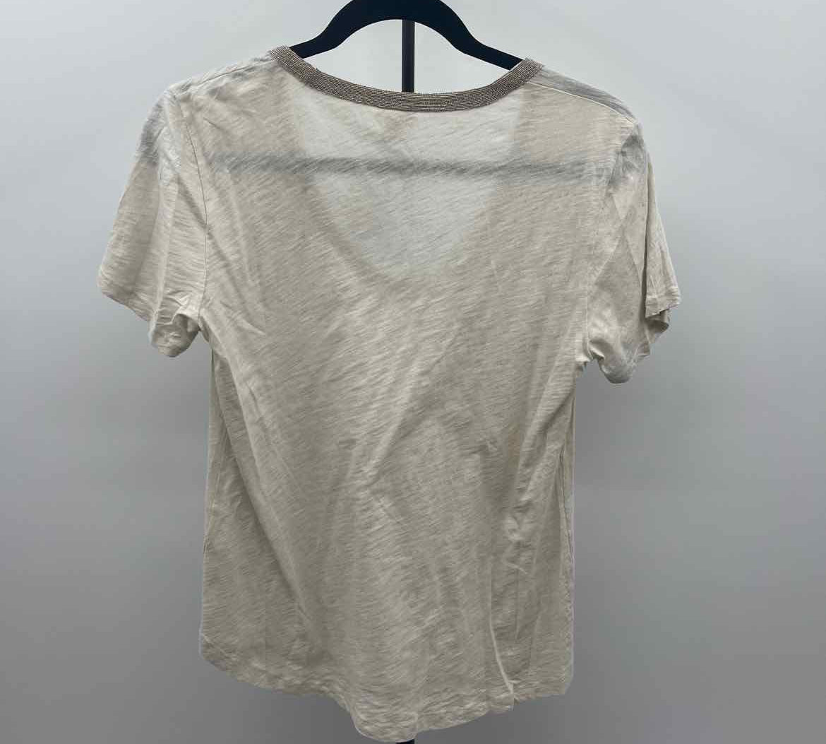 J Crew Women's Size M Beige Shimmer Short Sleeve Shirt