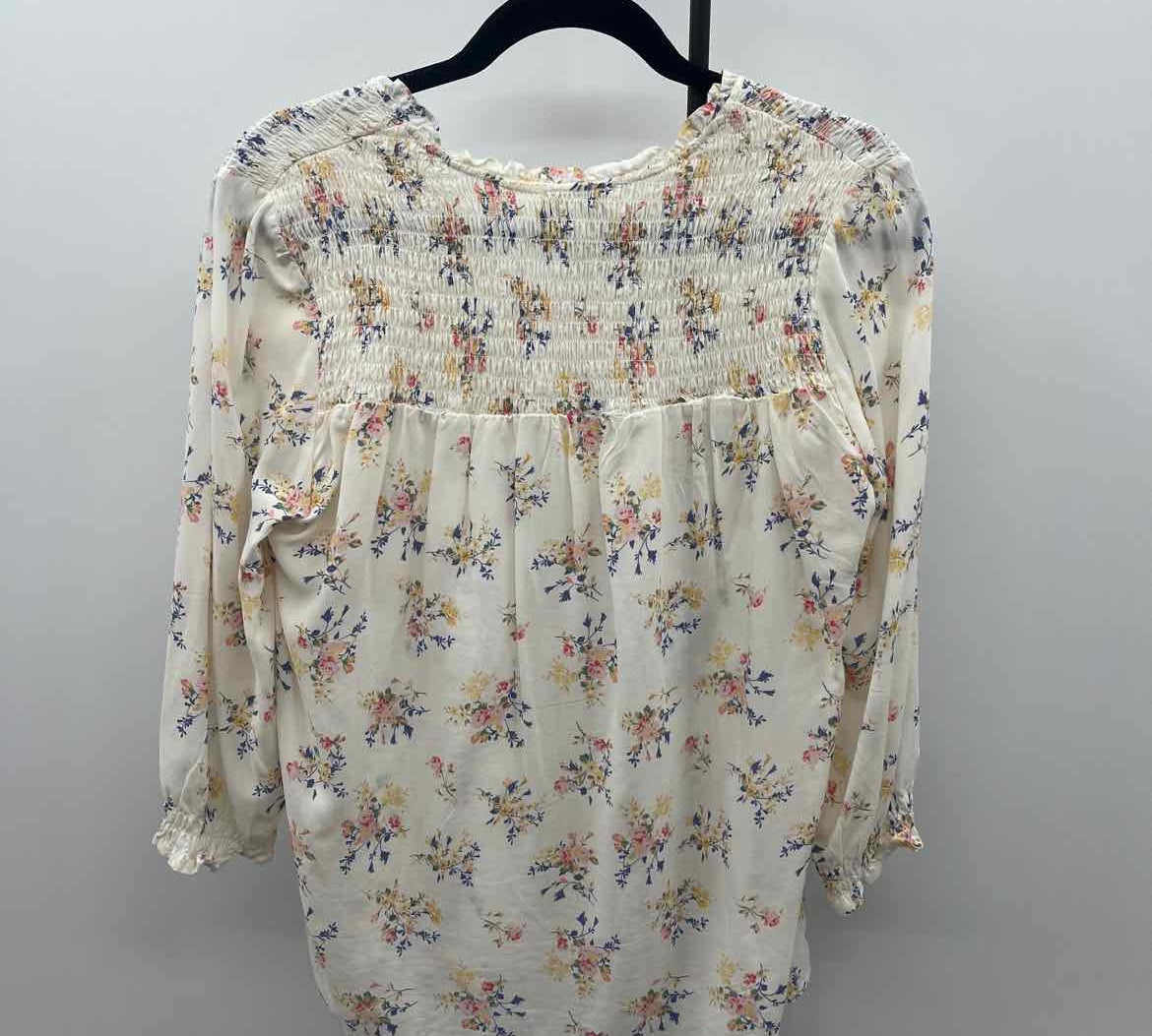 Cynthia Rowley Women's Size M Ivory Floral Long Sleeve Shirt