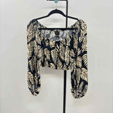Fifteen Twenty Women's Size L Navy Leaf Long Sleeve Shirt