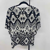 Chico's Women's Size S Black Aztec Short Sleeve Shirt