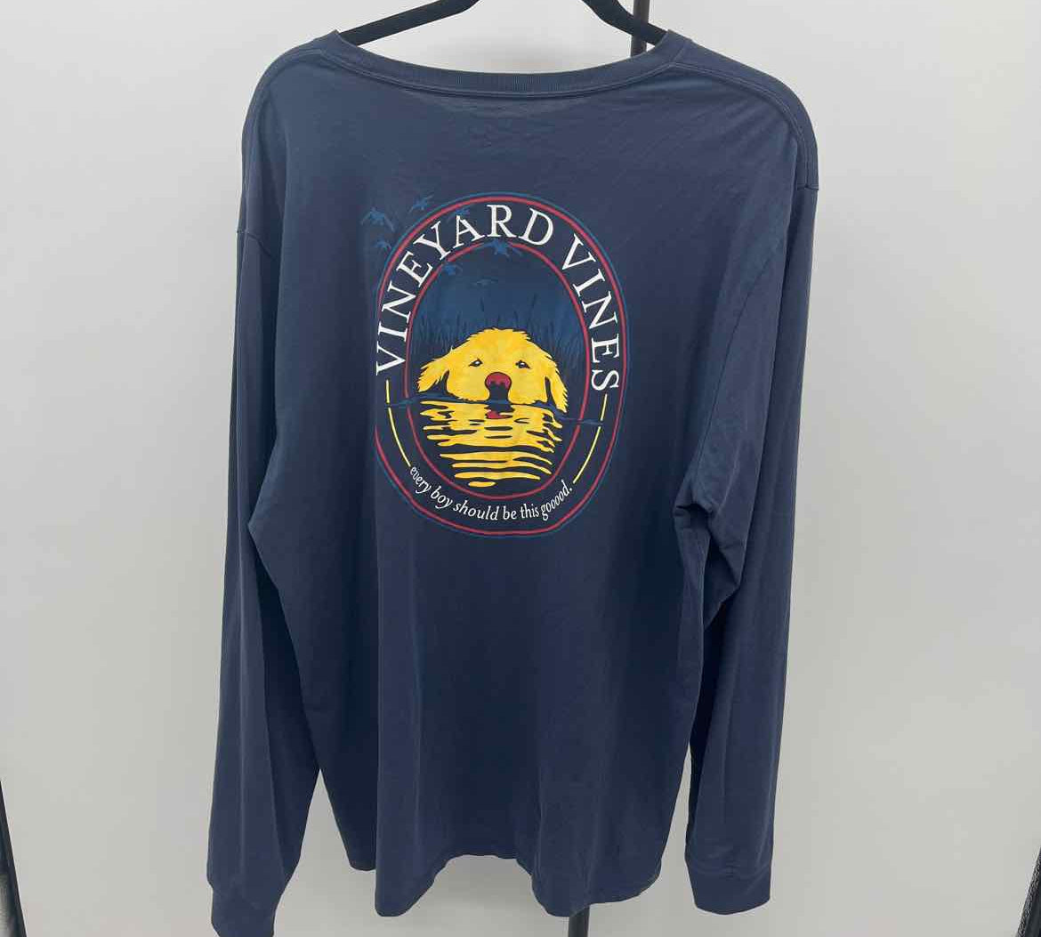 Vineyard Vines Men's Size L Navy Dogs Long Sleeve Shirt