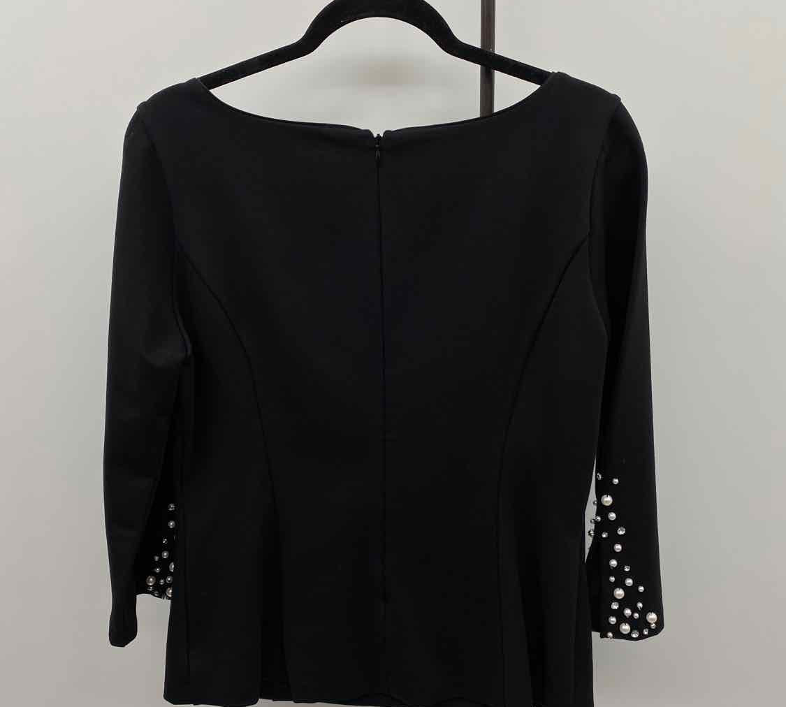 White House Black Market Women's Size M Black Beaded Long Sleeve Shirt