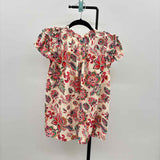 Rose & Olive Women's Size M Ivory Floral Short Sleeve Shirt