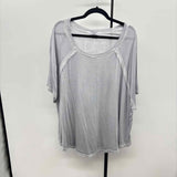 Zenana Women's Size 3X Gray Faded Short Sleeve Shirt