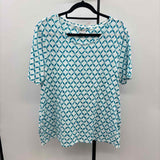 Chico's Women's Size L Teal crisscross Short Sleeve Shirt