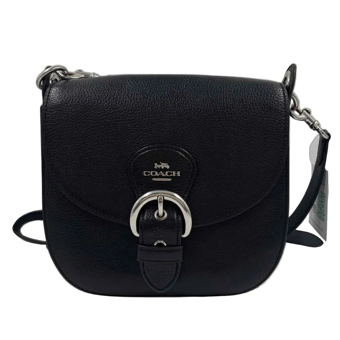 COACH Black Leather KLEO Buckle SaddleBag Crossbody Purse