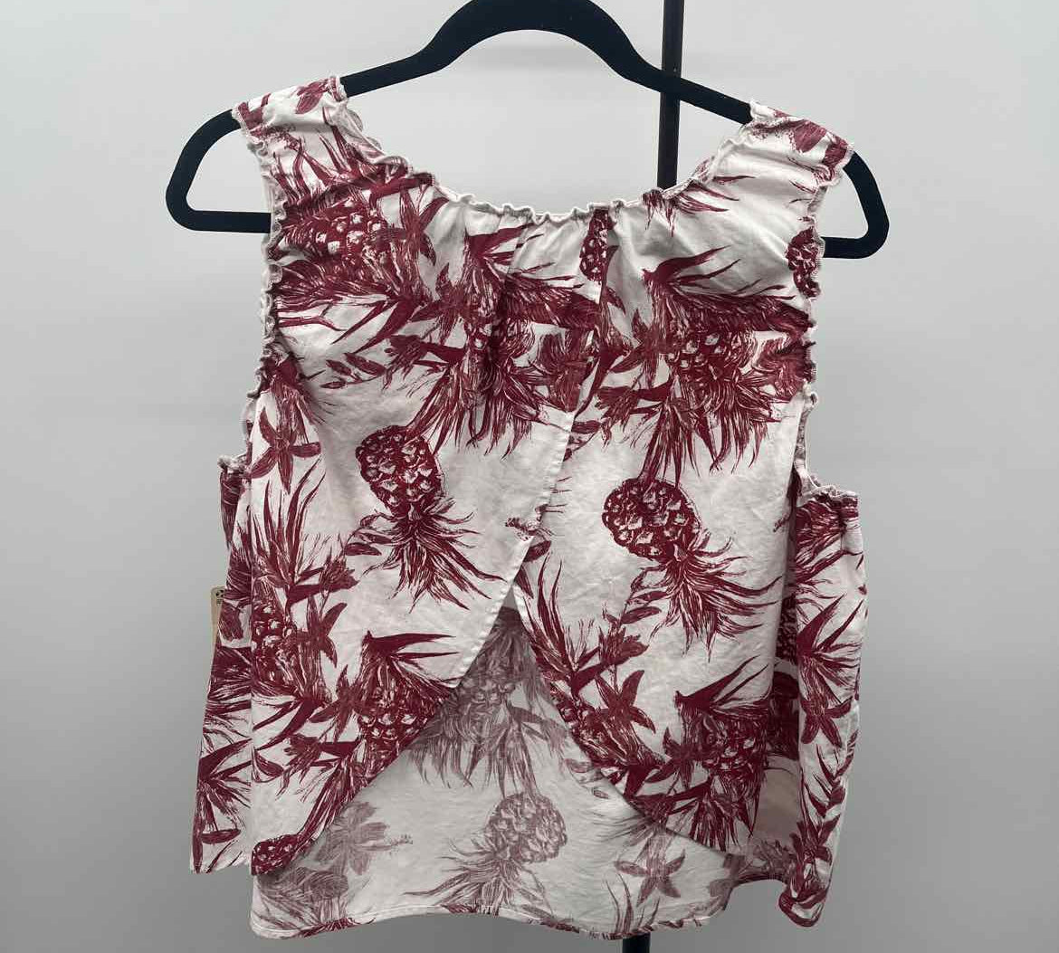 Ana Women's Size XXL maroon Pineapple Sleeveless Shirt