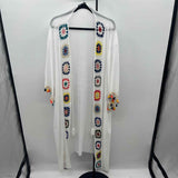 White Mark Women's Size Plus Size White Crochet Cardigan