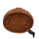 Bottom PATRICIA NASH Brown Bronze Woven CASELLE Wicker Basket Satchel Purse w/Twilly Scarf Accent