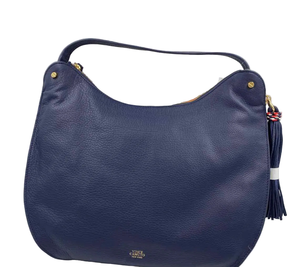 NWT VINCE CAMUTO Navy Blue Pebble Leather Shoulder HOBO Bag Purse