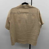 quince Women's Size M Tan Solid Short Sleeve Shirt