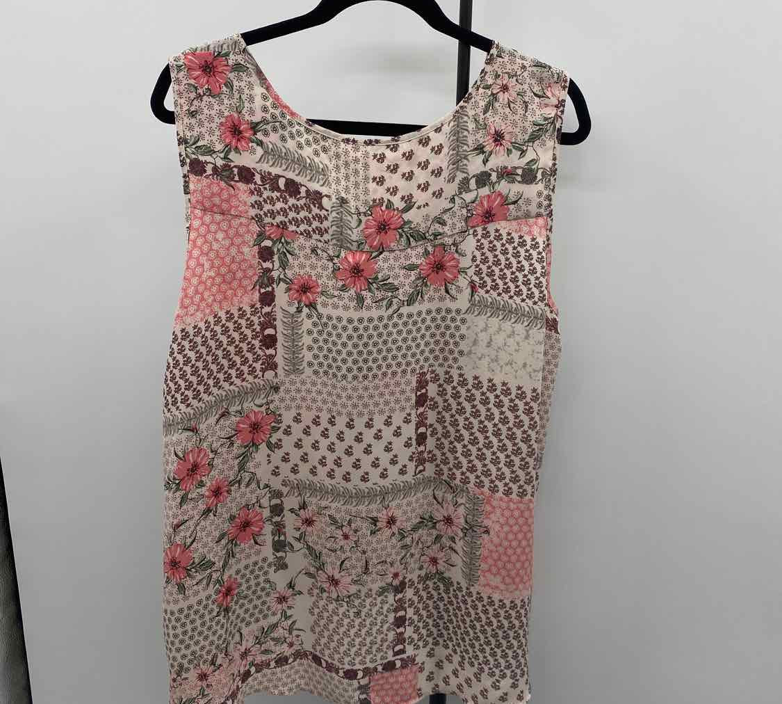 Style & Co. Women's Size XL Pink Patchwork Sleeveless Shirt