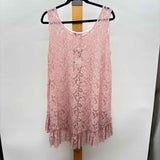 Farmhouse Frocks Women's Size M Pink Lace Sleeveless Shirt