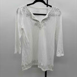 Talbots Women's Size XS White Shimmer Long Sleeve Shirt