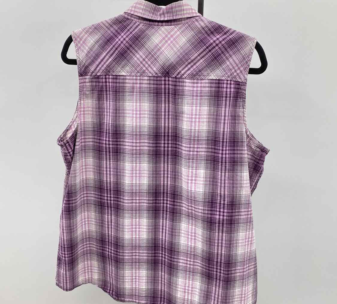 Cabela's Women's Size XL Purple Plaid Sleeveless Shirt