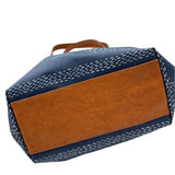 FOSSIL Navy Blue & Cream KEELY TOTE Bag Purse w/Crossbody Strap