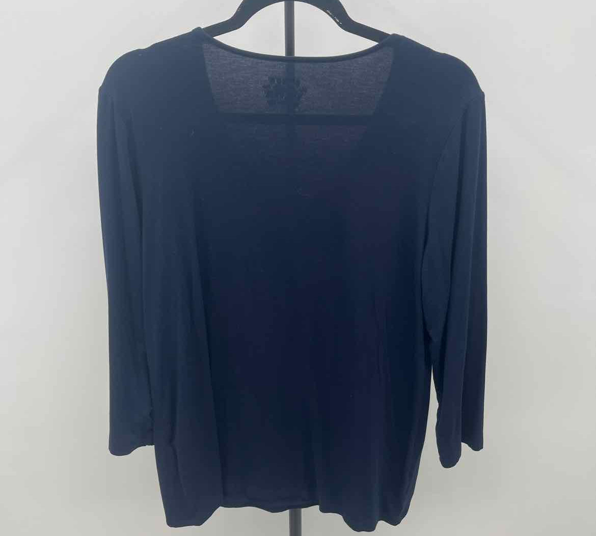 Chico's Women's Size L Navy Solid Long Sleeve Shirt