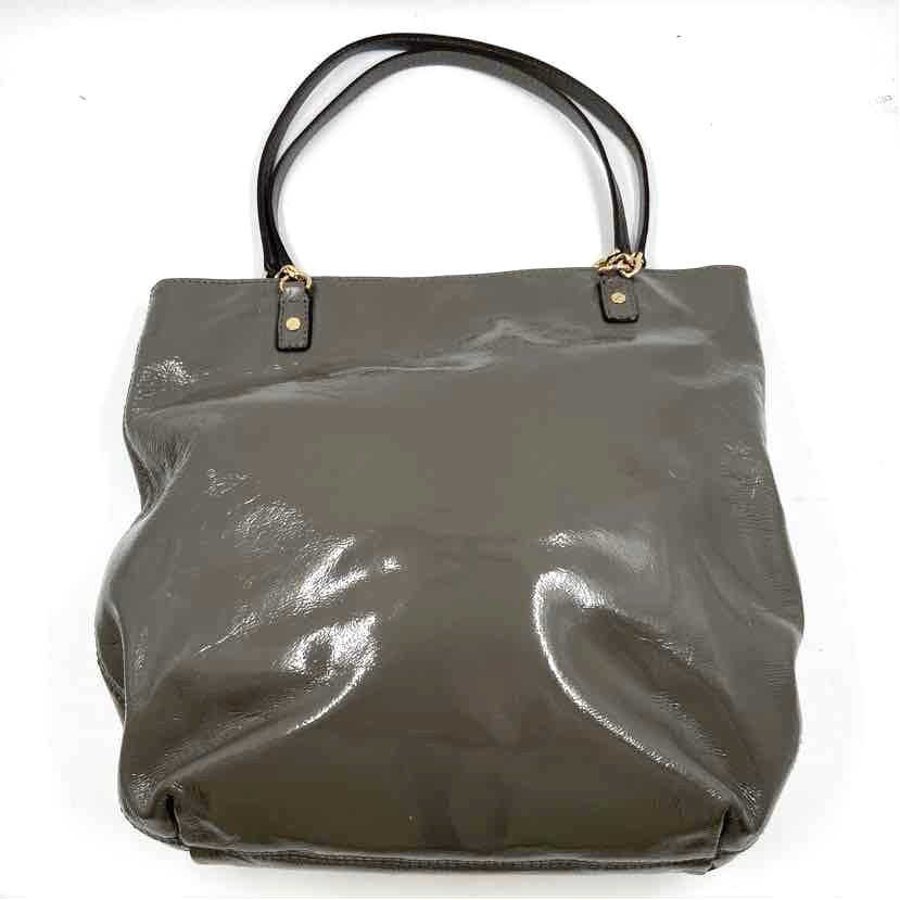Back MICHAEL KORS Gray Glossy Leather JET SET Double-Handled Tote Bag Purse