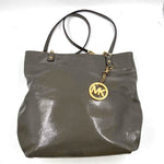 MICHAEL KORS Gray Glossy Leather JET SET Double-Handled Tote Bag Purse