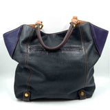 ORYANY Black Blue & Tan Leather AQUARIUS Handled Tote Bag Purse