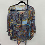 world unity Women's Size XL Blue Abstract Long Sleeve Shirt