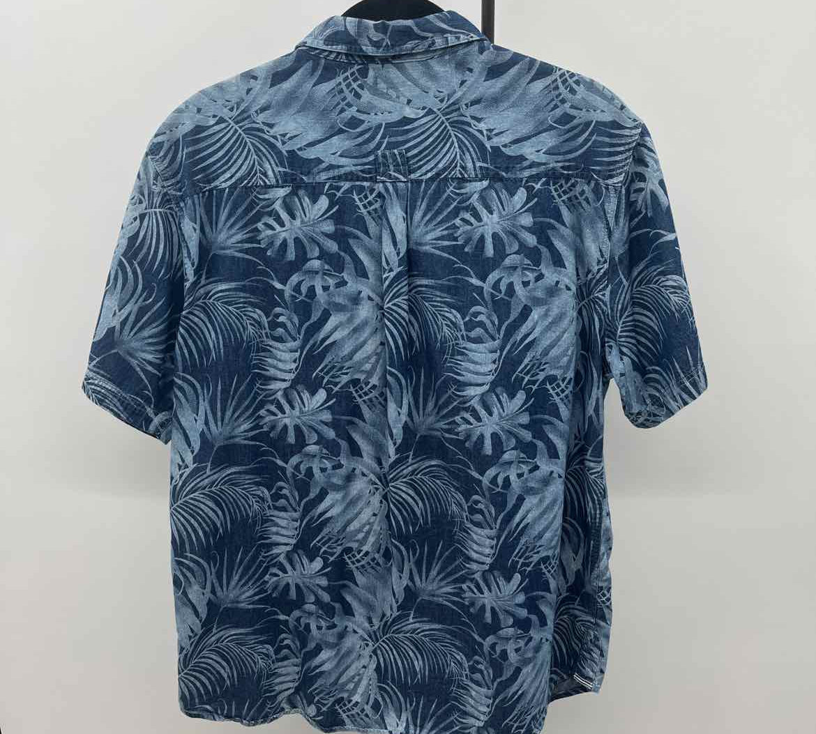 Dakota Grizzley Men's Size XL Blue Cotton Leaf Short Sleeve Shirt