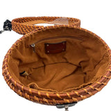 Interior PATRICIA NASH Brown Bronze Woven CASELLE Wicker Basket Satchel Purse w/Twilly Scarf Accent
