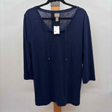 Chico's Women's Size L Navy Solid Long Sleeve Shirt