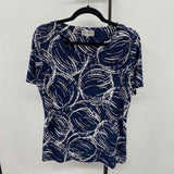 JM Collection Women's Size M Navy Circles Short Sleeve Shirt