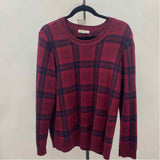 Orvis Women's Size M maroon Plaid Sweater