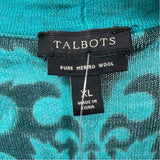 Talbots Women's Size XL Teal Damask Cardigan