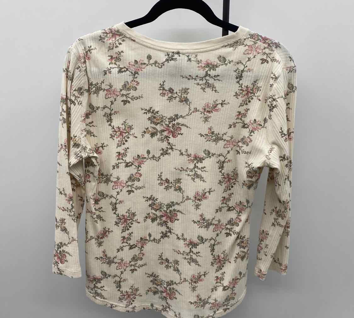 Chaps Women's Size M Ivory Floral Long Sleeve Shirt
