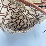 FOSSIL Brown White Tan Geometric Canvas Crossbody Purse