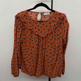 Loft Women's Size L Burnt Orange Animal Print Long Sleeve Shirt
