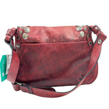 BAck PATRICIA NASH Distressed Red Leather LUCIANA MEDALLION Saddle Bag Crossbody Purse