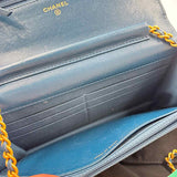 Interior CHANEL Navy Blue Quilted Lambskin Leather INFINITY Wallet on Chain & Leather Strap Made in Italy