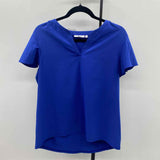 Chico's Women's Size S Blue Solid Short Sleeve Shirt
