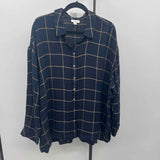 JJill Women's Size 2X Navy Checkered Long Sleeve Shirt