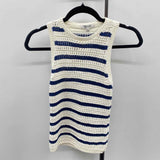 Madewell Junior's Size xxs White Stripe Sleeveless Shirt