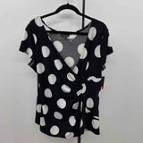 Cartise Women's Size XL Black dotted Short Sleeve Shirt
